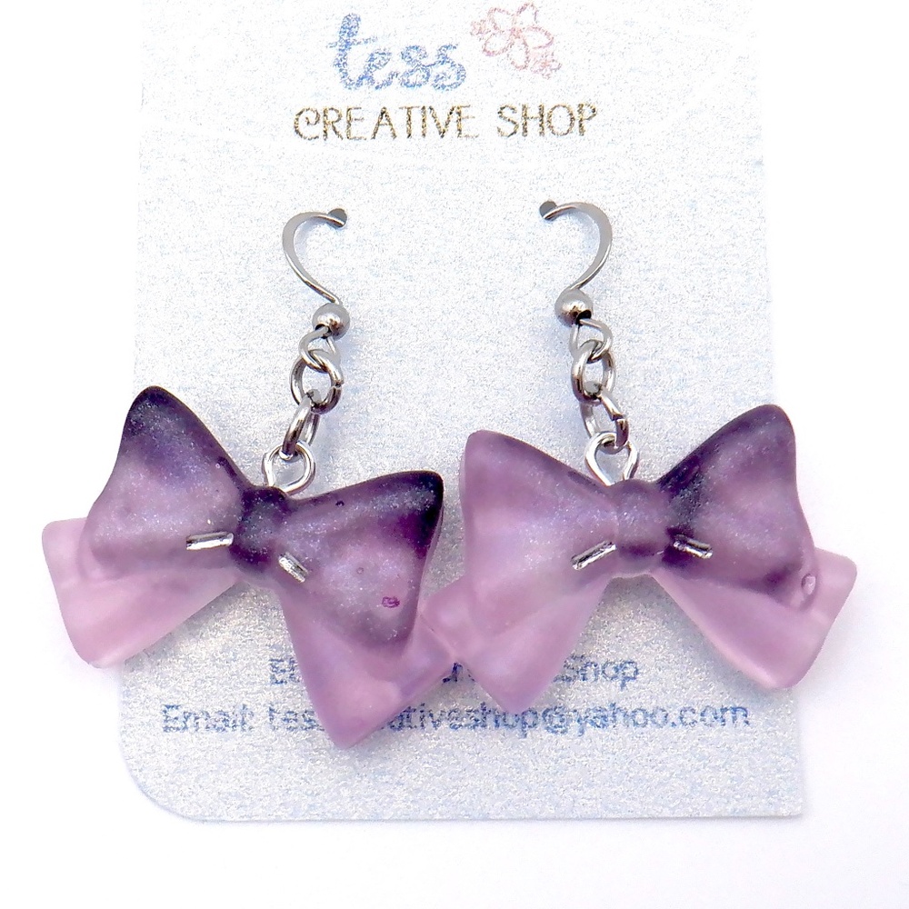 Handmade Resin Bow Earrings NEW